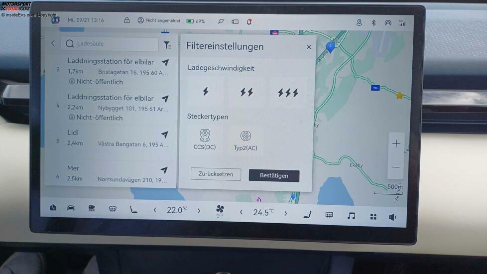 Zeekr X: Es gibt gute Filtermöglichkeiten für die Ladestationen, die man anfahren will