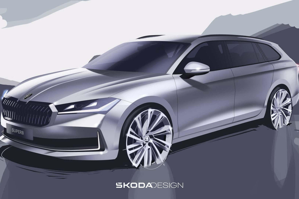 Im Vorfeld der Weltpremiere am 2. November wird die nächste Generation des Skoda Superb in einer Reihe von Designskizzen vorgestellt