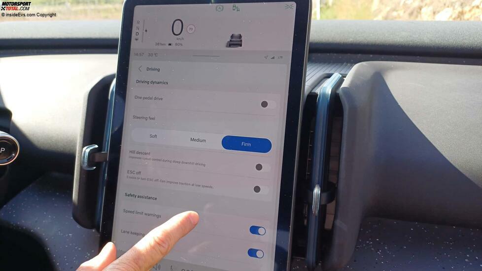 Volvo EX30: Die Lenkung lässts sich in drei Stufen einstellen