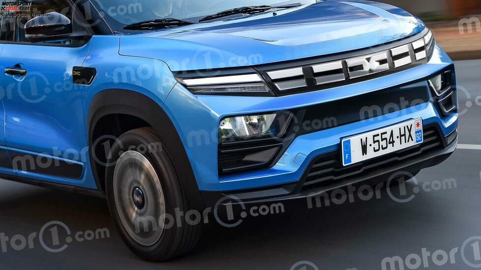 Dacia Spring (2024) als Rendering von Motor1.com