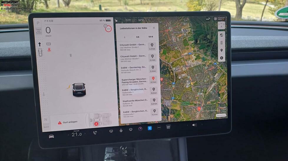 Tesla Model 3 Highland: Auf Wunsch werden die nächsten Ladestationen eingeblendet
