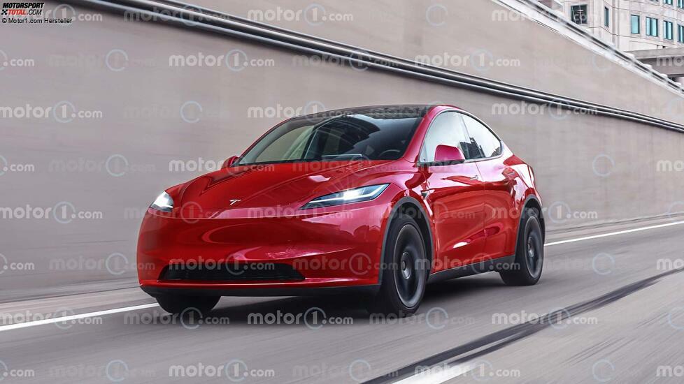 Tesla Model Y (2024) als Rendering von Motor1.com