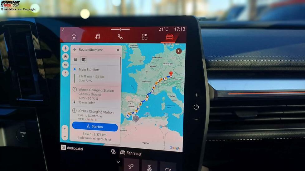 Renault Scenic E-Tech Electric: Die Google-Navigation erstellt eine brauchbare Ladeplanung