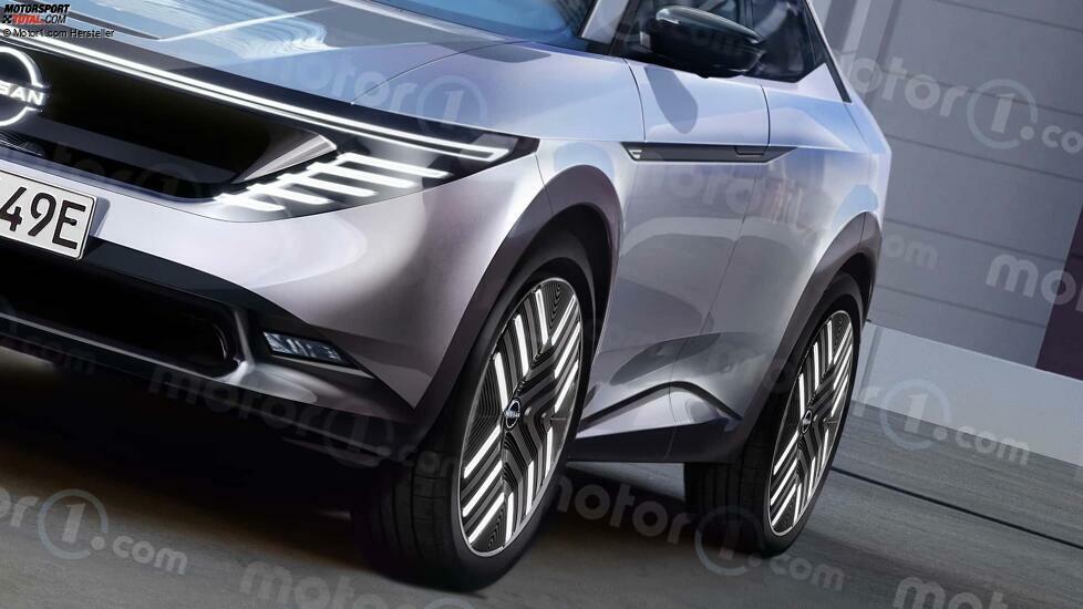 Nissan Leaf (2025) als Rendering von Motor1.com