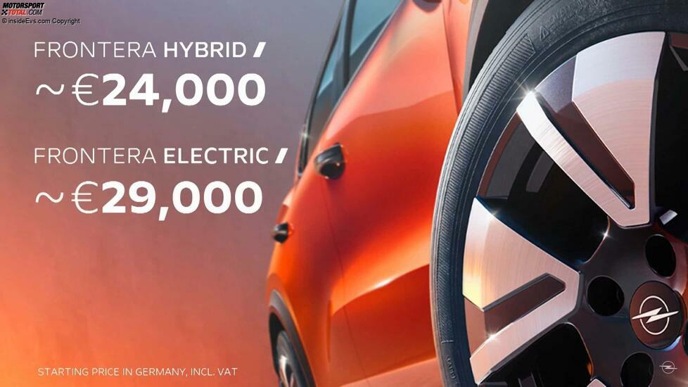 Opel Frontera Electric: Die Preise beginnen bei rund 29.000 Euro