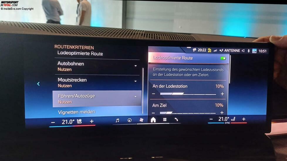BMW i5 Touring: Zur Ladeplanung kann man den minimalen Ladestand angeben, mit dem man ankommen will