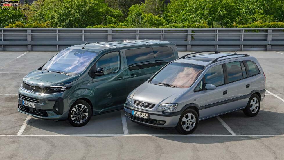 Opel Zafira Electric (2024) und Opel Zafira A (1999)