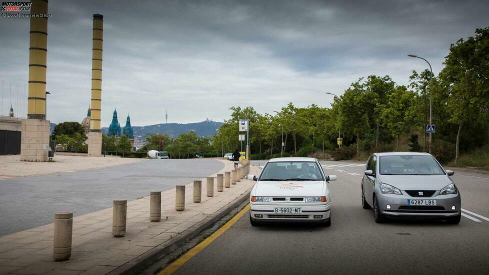 Seat-Elektroautos auf dem Olympiaberg in Barcelona