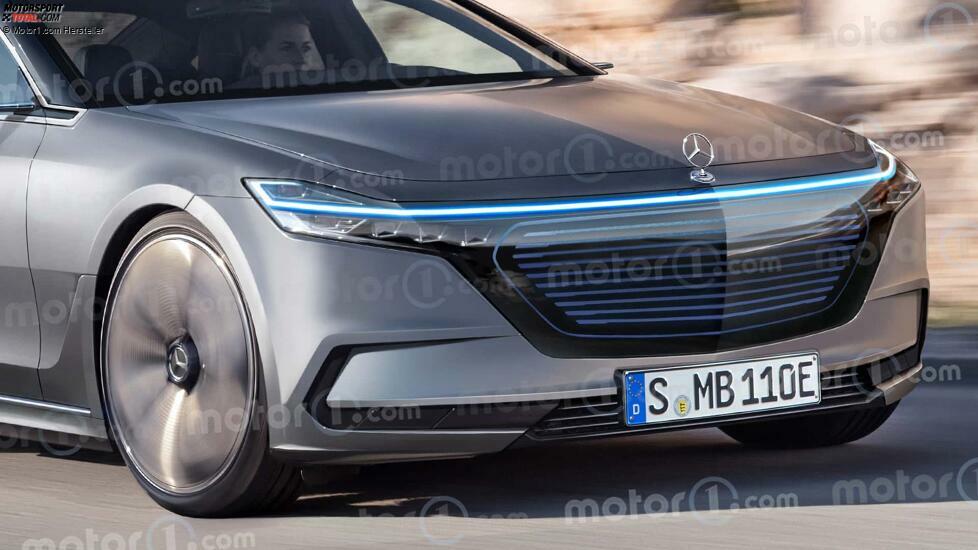 Elektrische Mercedes-S-Klasse (2030) im Rendering von Motor1.com