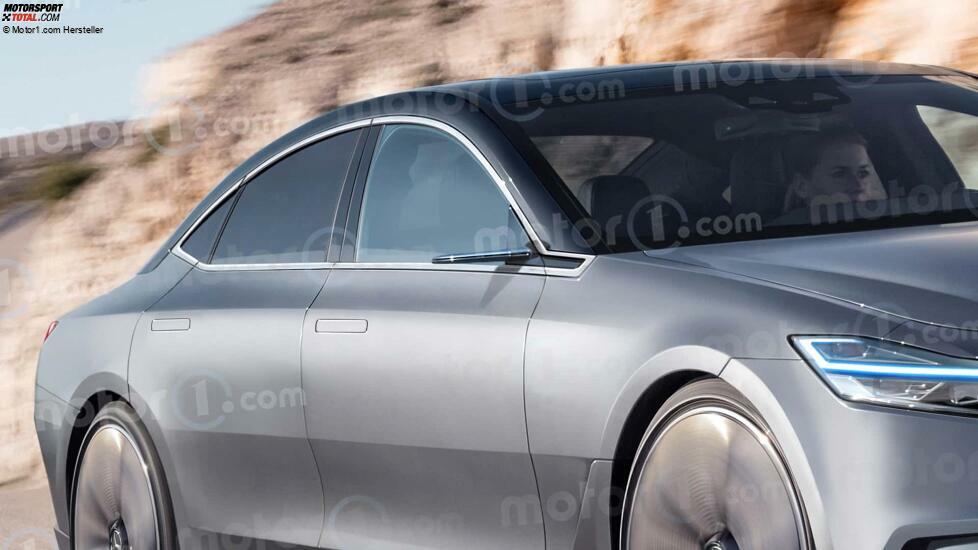 Elektrische Mercedes-S-Klasse (2030) im Rendering von Motor1.com