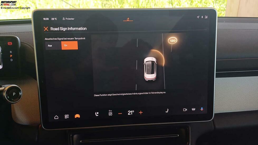 Polestar 4: Wer das Tempolimit lieber nicht automatisch übernehmen will, kann sich bei einem Wechsel warnen lassen