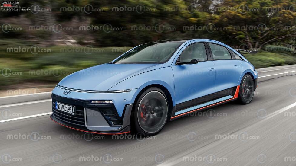 Hyundai Ioniq 6 N (2025) im Rendering von Motor1.com