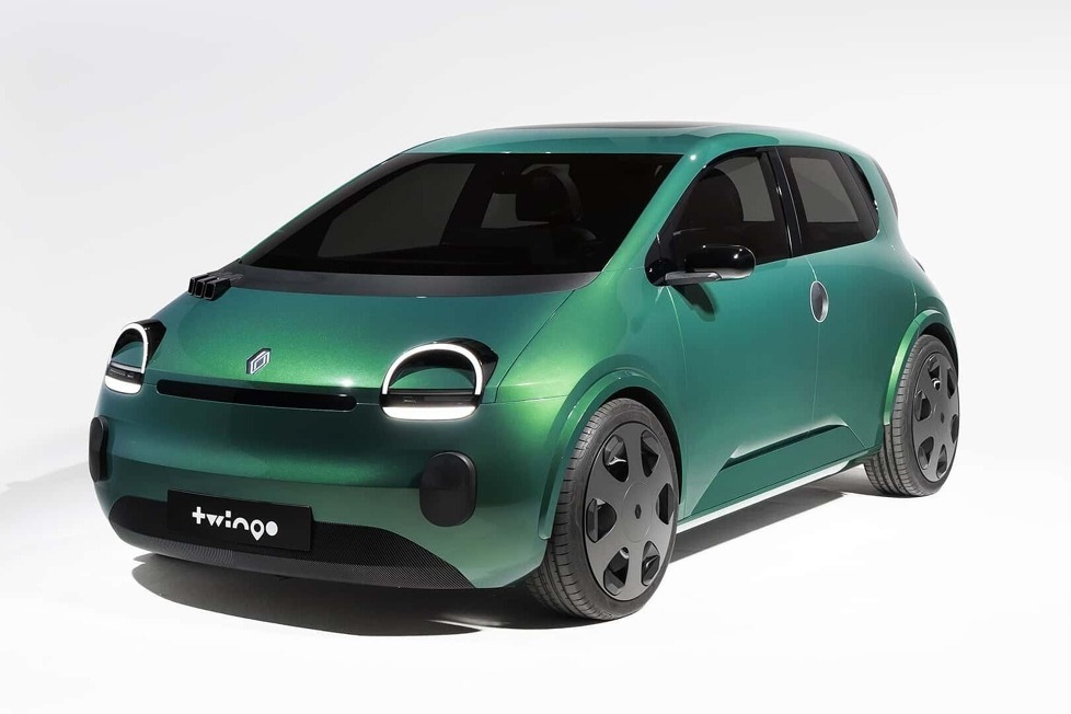 Der Renault Twingo E-Tech Electric Prototype ist auf dem Pariser Autosalon zu sehen, ein Vorgeschmack auf den neuen elektrischen Twingo im Jahr 2026