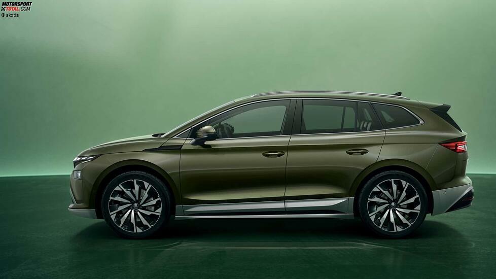 Skoda Enyaq(2025) in Olibo Green: Seitenansicht