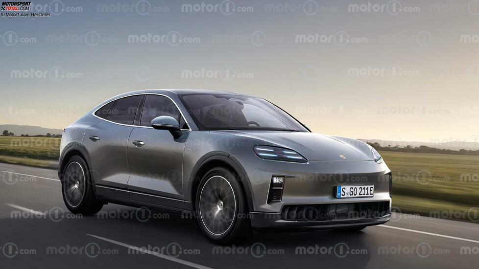 Porsche Cayenne Coupé EV (2025) im Rendering von Motor1.com