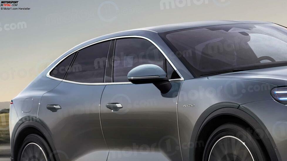 Porsche Cayenne Coupé EV (2025) im Rendering von Motor1.com