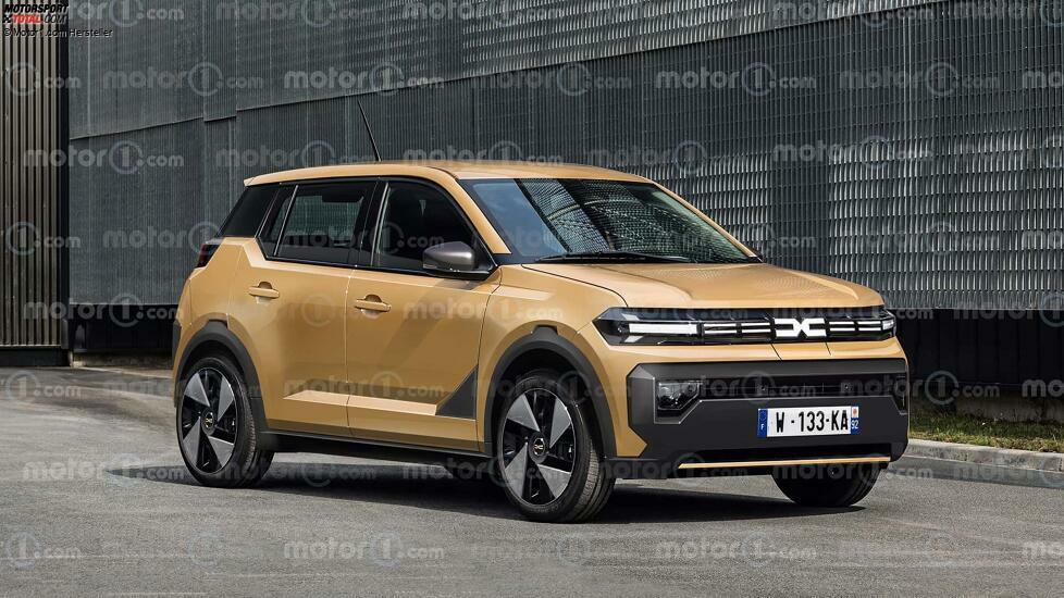 Dacia Spring (2026) im Rendering von Motor1.com