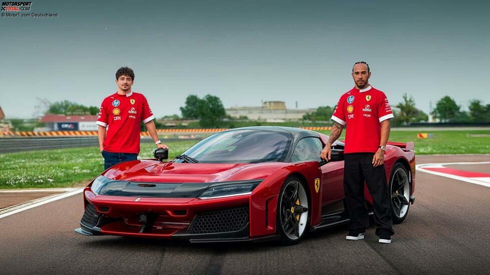 Lewis Hamilton, Charles Leclerc, and the Ferrari F80