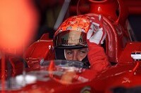Michael Schumacher in seinem Ferrari
