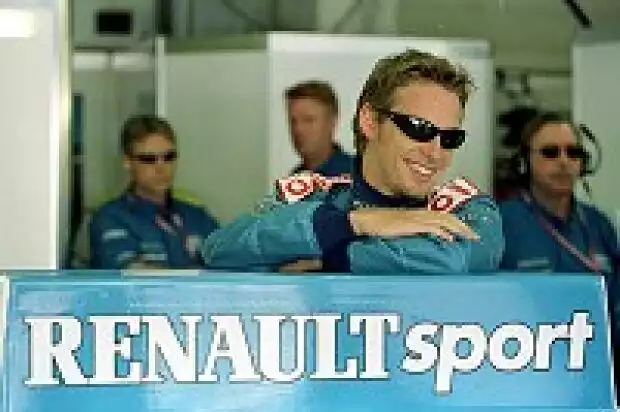 Jenson Button in der Benetton-Renault-Box Titel-Bild zur News: Jenson Button in der Benetton-Renault-Box