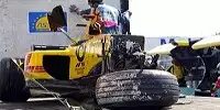 Der völlig demolierte Jordan EJ12 von Fisichella