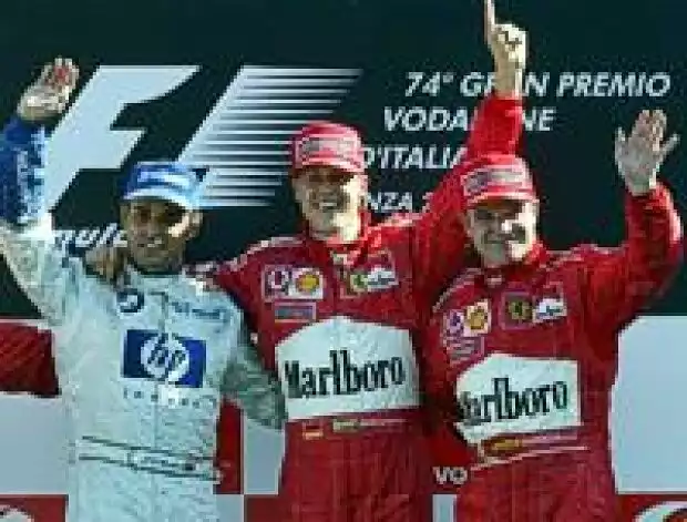 Montoya, Schumacher und Barrichello Titel-Bild zur News: Montoya, Schumacher und Barrichello