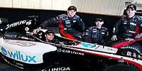 Die Minardi-Fahrer Zsolt Baumgartner, Gianmaria Bruni, Bas Leinders und Tiago Monteiro im PS04B