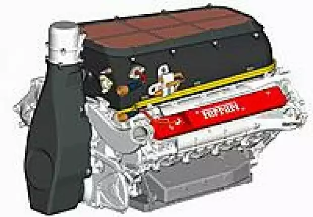 Zeichnung des Ferrari-053-Motors für das Jahr 2004 Titel-Bild zur News: Zeichnung des Ferrari-053-Motors für das Jahr 2004