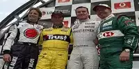 Button, Mansell, Coulthard und Brundle