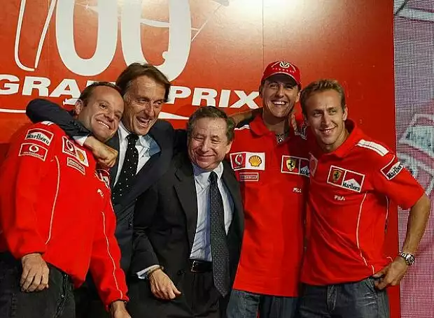 Barrichello, Montezemolo, Todt, Schumacher und Badoer Titel-Bild zur News: Barrichello, Montezemolo, Todt, Schumacher und Badoer