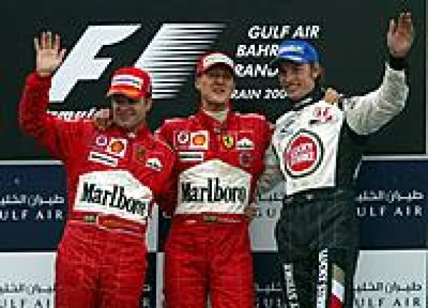 Titel-Bild zur News: Rubens Barrichello, Michael Schumacher und Jenson Button