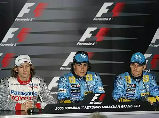 Titel-Bild zur News: Jarno Trulli, Fernando Alonso und Giancarlo Fisichella
