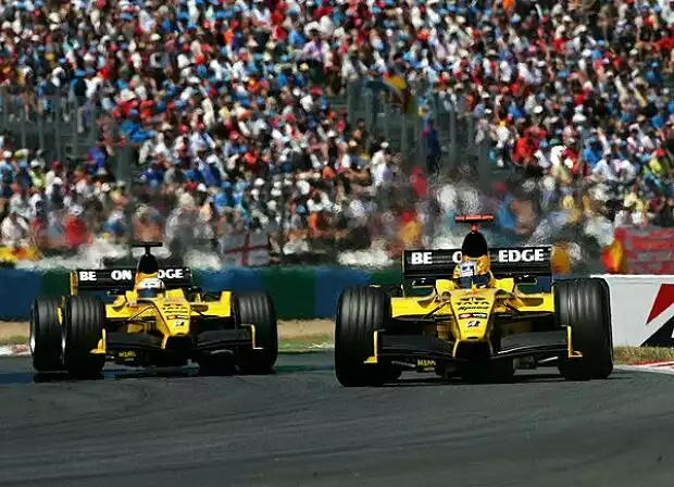 Tiago Monteiro und Narain Karthikeyan (beide Jordan-Toyota EJ15) Titel-Bild zur News: Tiago Monteiro und Narain Karthikeyan (beide Jordan-Toyota EJ15)