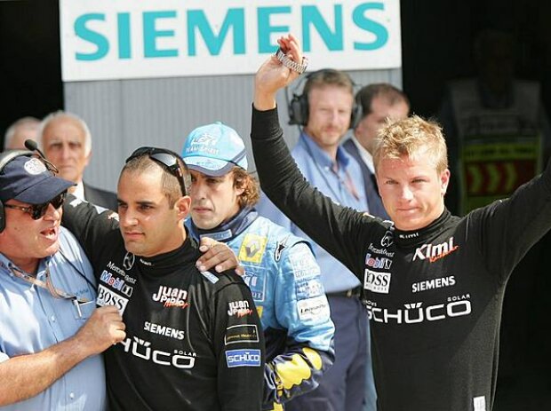Titel-Bild zur News: Juan-Pablo Montoya, Fernando Alonso und Kimi Räikkönen