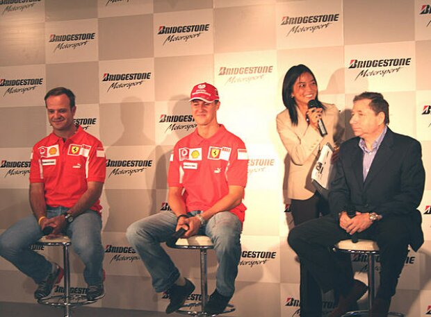 Titel-Bild zur News: Rubens Barrichello, Michael Schumacher und Jean Todt