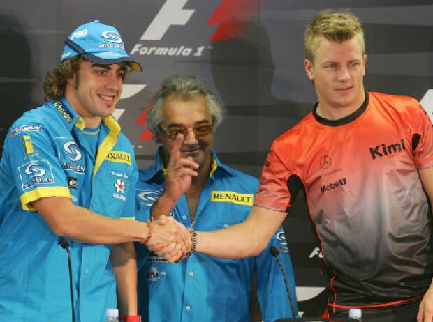 Fernando Alonso, Flavio Briatore und Kimi Räikkönen Fernando Alonso, Flavio Briatore und Kimi Räikkönen