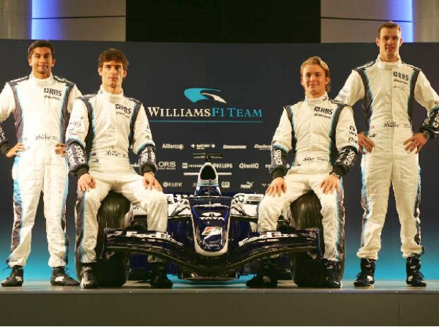 Narain Karthikeyan, Mark Webber, Nico Rosberg und Alexander Wurz Narain Karthikeyan, Mark Webber, Nico Rosberg und Alexander Wurz