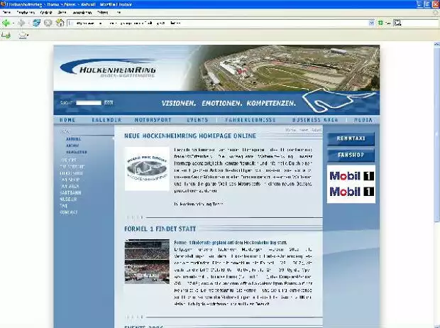 Screenshot von www.hockenheimring.de Titel-Bild zur News: Screenshot von www.hockenheimring.de