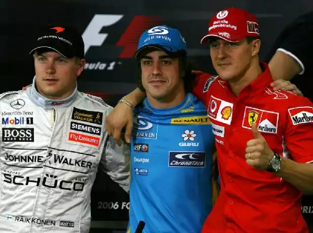 Kimi Räikkönen, Fernando Alonso und Michael Schumacher Titel-Bild zur News: Kimi Räikkönen, Fernando Alonso und Michael Schumacher