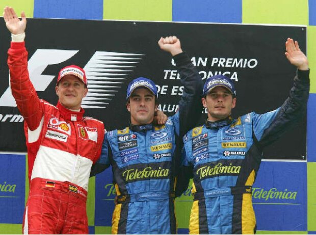 Titel-Bild zur News: Michael Schumacher, Fernando Alonso und Giancarlo Fisichella