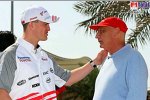 Ralf Schumacher (Toyota) im Gespräch mit Niki Lauda
