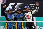 Fernando Alonso (Renault), Giancarlo Fisichella (Renault), Jenson Button (Honda Racing F1 Team)