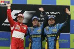 Fernando Alonso (Renault), Giancarlo Fisichella (Renault), Michael Schumacher (Ferrari)