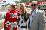 Ralf Schumacher (Toyota) mit Ehefrau Cora und Kevin Spacey