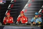 Felipe Massa (Ferrari), Giancarlo Fisichella (Renault), Michael Schumacher (Ferrari)