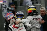 Jenson Button (Honda Racing F1 Team), Nick Heidfeld (BMW Sauber F1 Team), Pedro de la Rosa (McLaren-Mercedes)