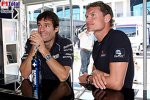 Die künftigen Teamkollegen Mark Webber (Williams-Cosworth) und David Coulthard (Red Bull Racing)
