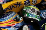 Die Helme von Fernando Alonso (Renault) und Giancarlo Fisichella (Renault)