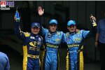 Fernando Alonso (Renault), Giancarlo Fisichella (Renault), Rubens Barrichello (Honda Racing F1 Team)