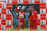 Fernando Alonso (Renault), Giancarlo Fisichella (Renault), Michael Schumacher (Ferrari)